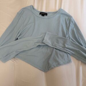 American Eagle Outfitters Blue Long Sleeve Crop Top
